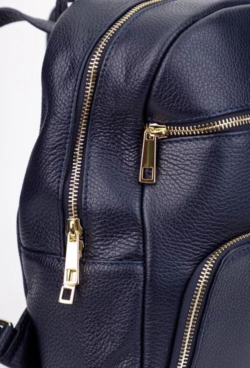 Rucsac dama bleumarin din piele texturata