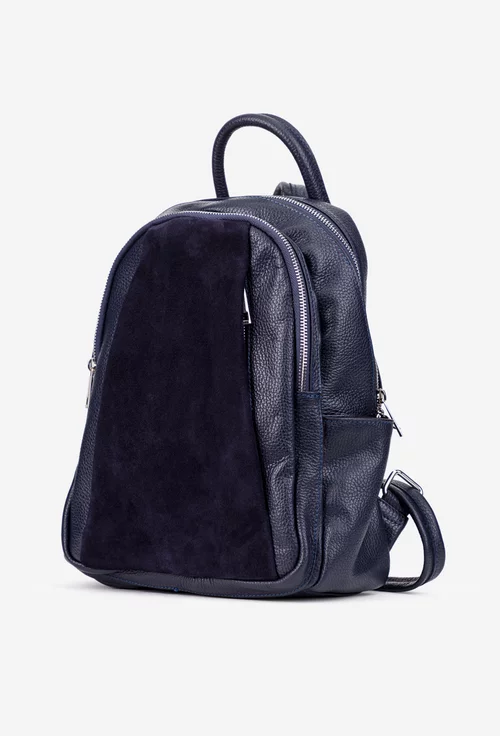 Rucsac dama bleumarin din piele texturata