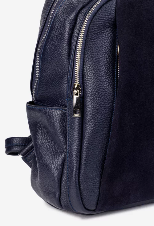 Rucsac dama bleumarin din piele texturata