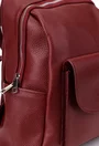 Rucsac dama caramiziu din piele texturata cu buzunar