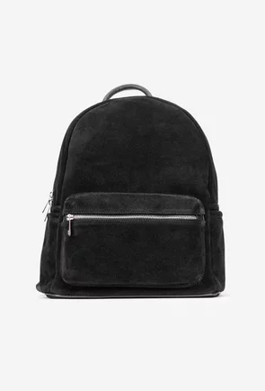 Rucsac dama din piele intoarsa neagra