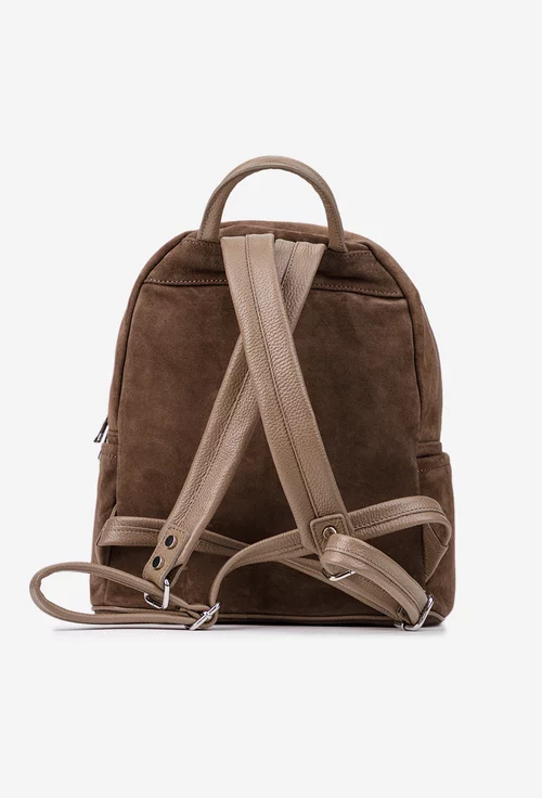 Rucsac dama din piele intoarsa taupe
