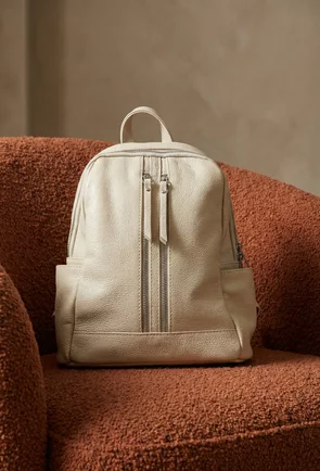 Rucsac dama din piele naturala bej deschis