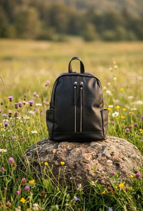 Rucsac dama din piele naturala neagra