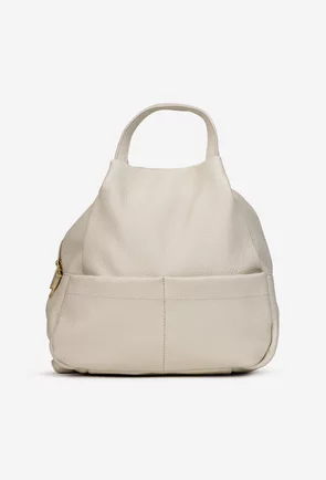 Rucsac dama din piele naturala texturata bej deschis