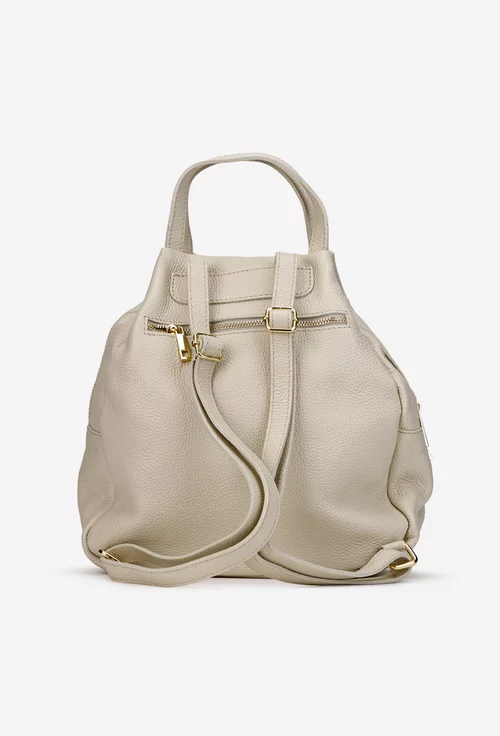 Rucsac dama din piele naturala texturata bej deschis