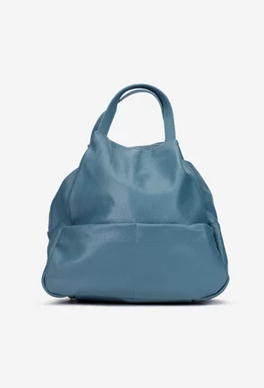 Rucsac dama din piele naturala texturata bleu