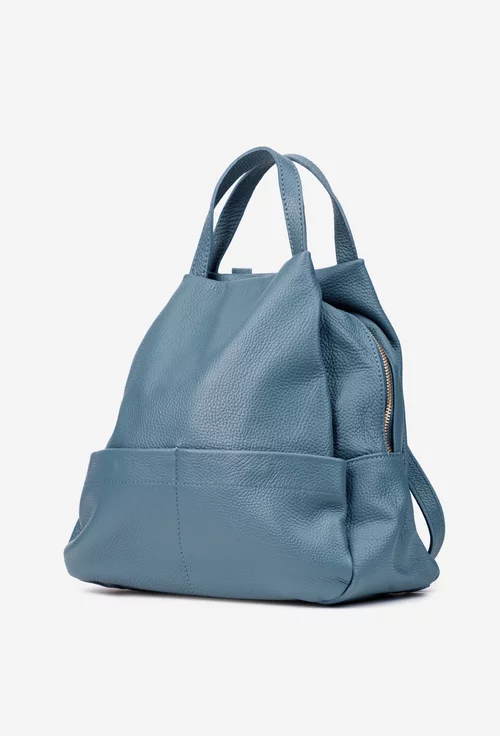 Rucsac dama din piele naturala texturata bleu picture - 2