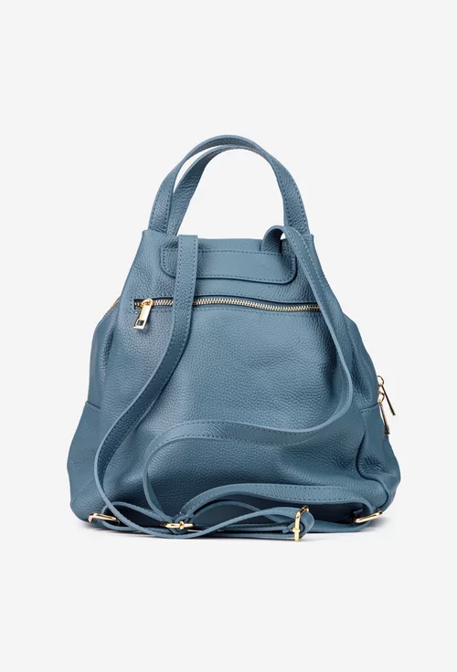 Rucsac dama din piele naturala texturata bleu picture - 3