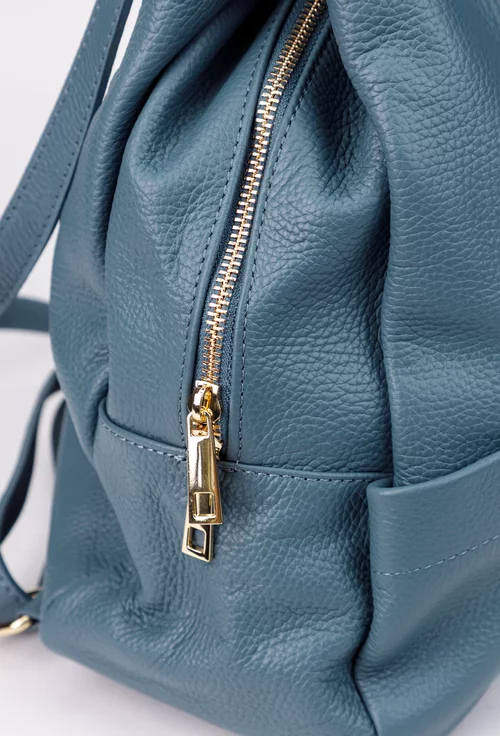 Rucsac dama din piele naturala texturata bleu picture - 4