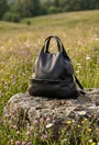 Rucsac dama din piele naturala texturata neagra