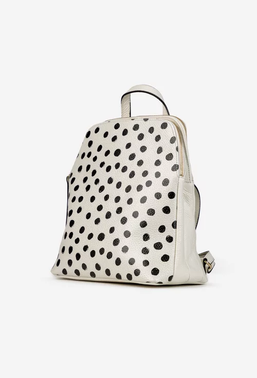 Rucsac dama din piele texturata bej deschis cu buline picture - 3