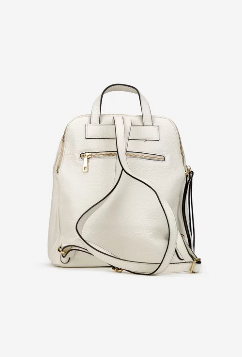 Rucsac dama din piele texturata bej deschis cu buline picture - 4