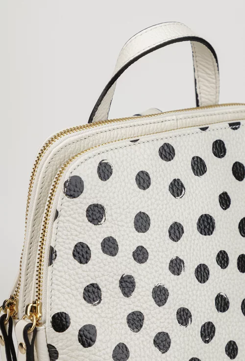 Rucsac dama din piele texturata bej deschis cu buline picture - 5