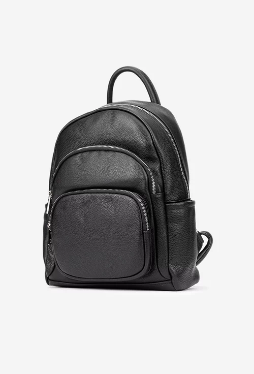 Rucsac dama din piele texturata neagra