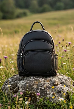 Rucsac dama din piele texturata neagra