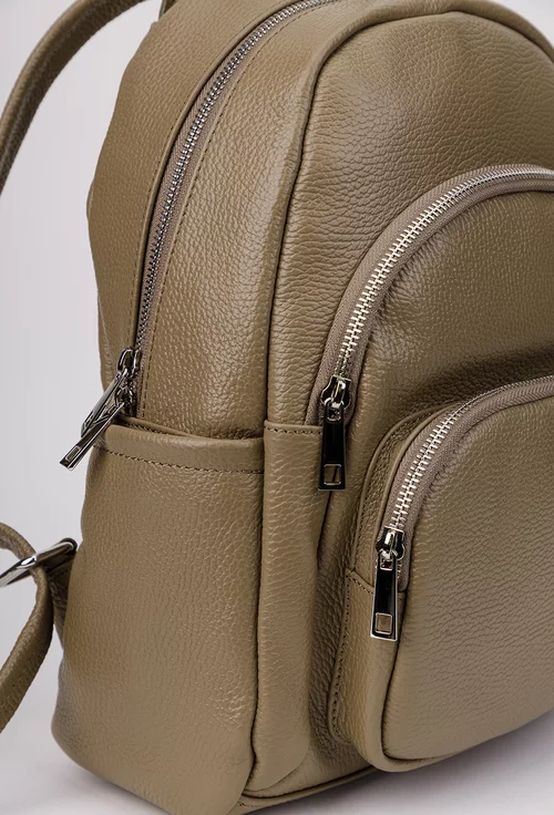 Rucsac dama din piele texturata taupe