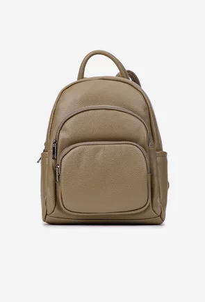 Rucsac dama din piele texturata taupe