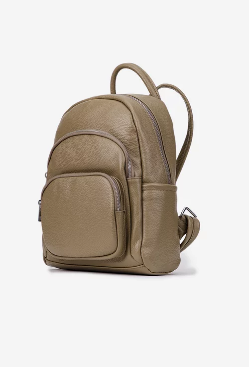 Rucsac dama din piele texturata taupe