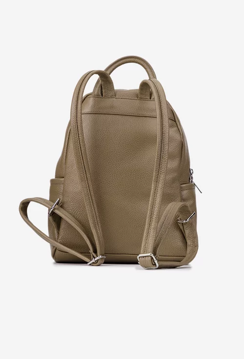 Rucsac dama din piele texturata taupe