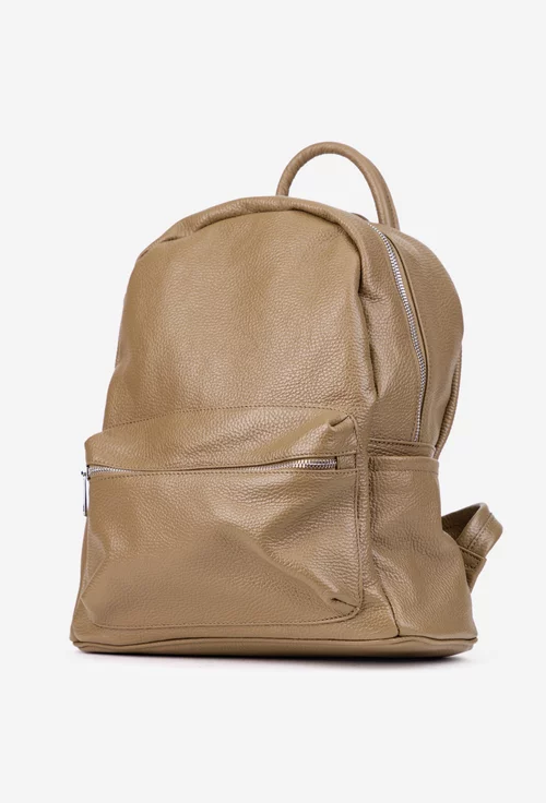 Rucsac dama din piele texturata taupe