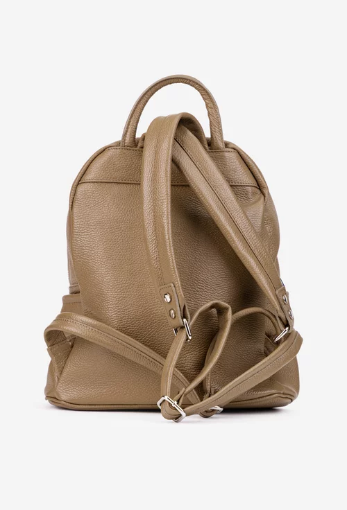 Rucsac dama din piele texturata taupe