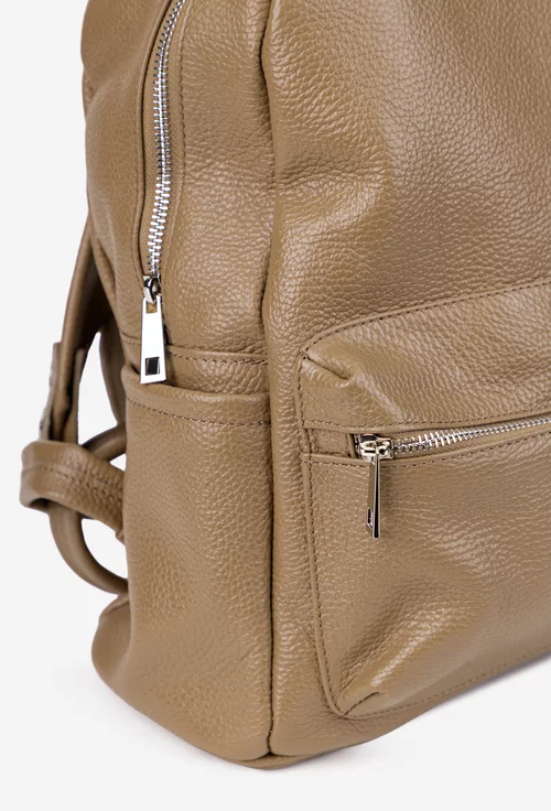 Rucsac dama din piele texturata taupe