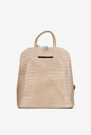 Rucsac dama elegant bej din piele croco