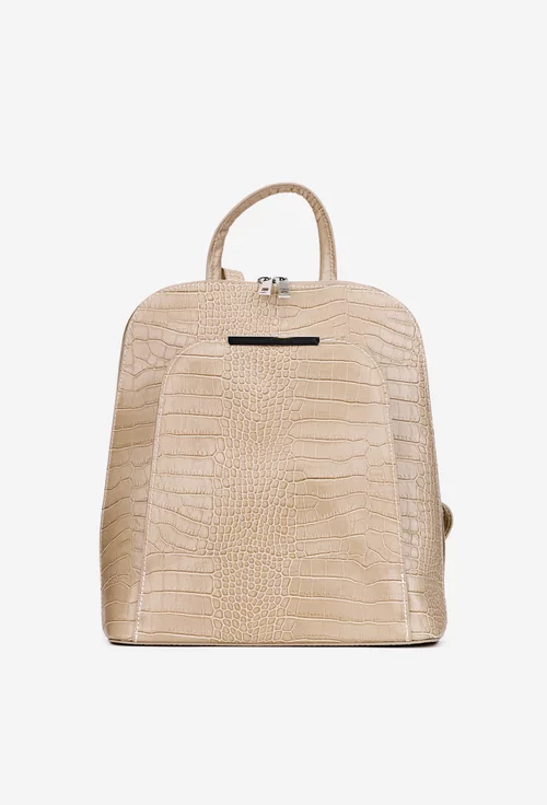 Rucsac dama elegant bej din piele croco