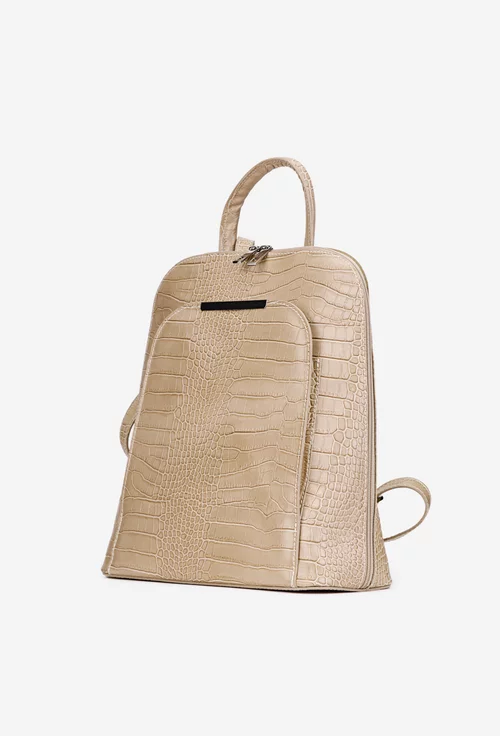 Rucsac dama elegant bej din piele croco