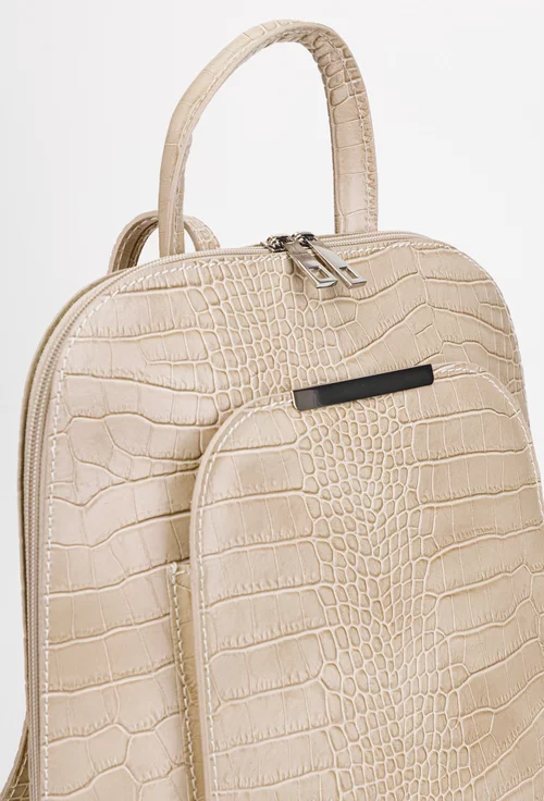 Rucsac dama elegant bej din piele croco
