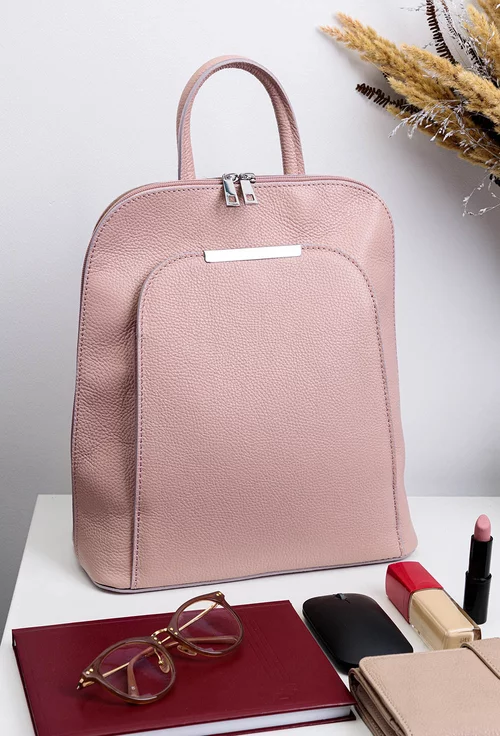 Rucsac dama elegant din piele roz pudra picture - 2
