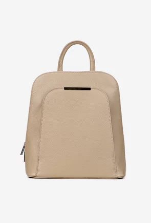 Rucsac dama elegant din piele taupe