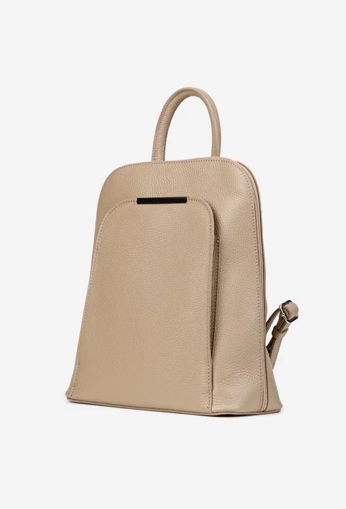 Rucsac dama elegant din piele taupe