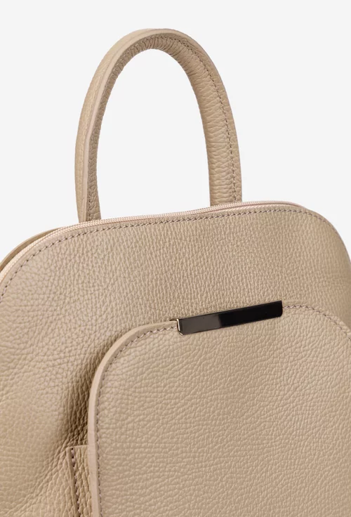 Rucsac dama elegant din piele taupe