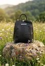 Rucsac dama elegant negru din piele croco