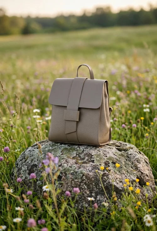 Rucsac dama elegant stil geanta din piele taupe picture - 4