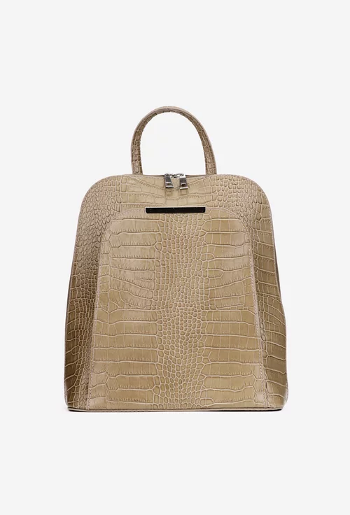 Rucsac dama elegant taupe din piele croco