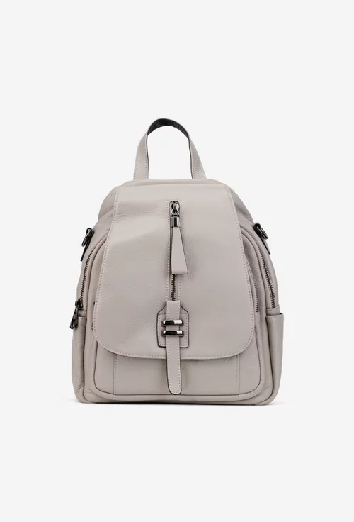 Rucsac dama gri din piele naturala