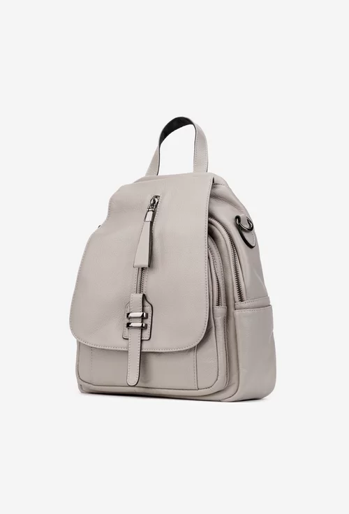 Rucsac dama gri din piele naturala