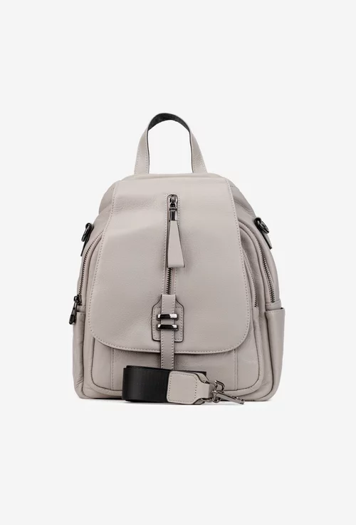 Rucsac dama gri din piele naturala