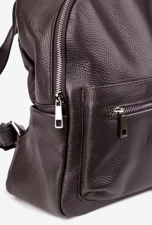 Rucsac dama maro inchis din piele texturata