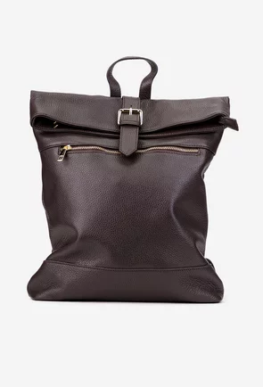 Rucsac dama maro inchis din piele texturata