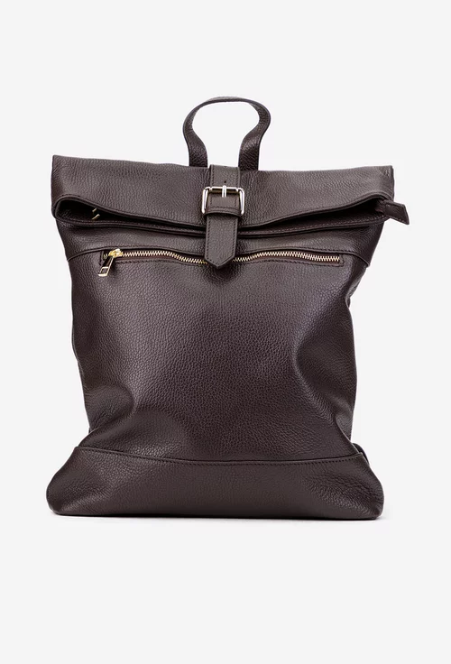 Rucsac dama maro inchis din piele texturata