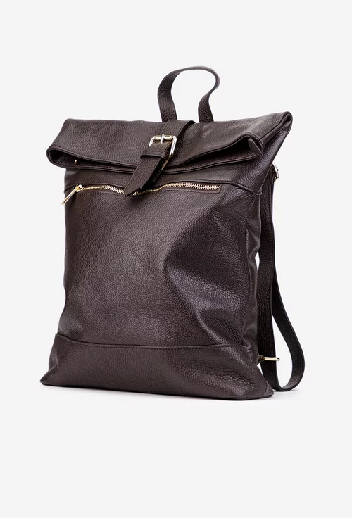 Rucsac dama maro inchis din piele texturata