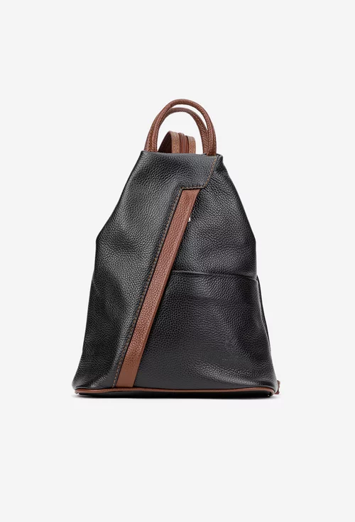 Rucsac dama negru cu maro din piele texturata