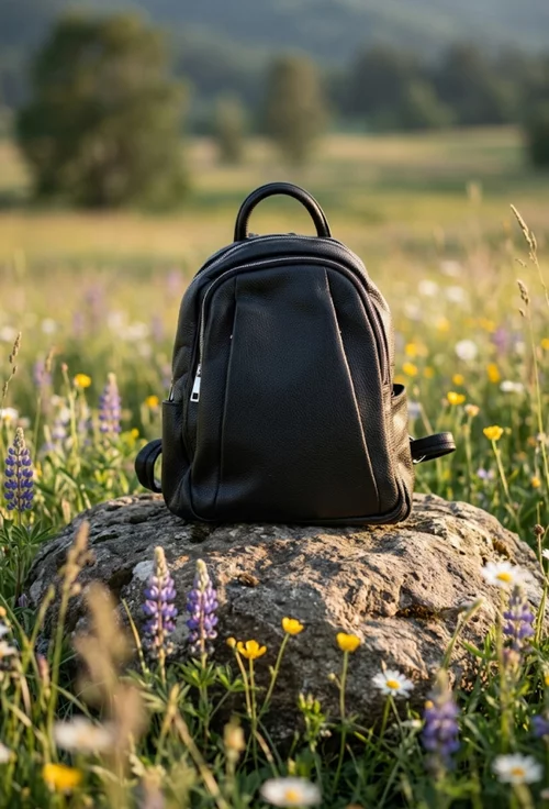 Rucsac dama negru din piele naturala