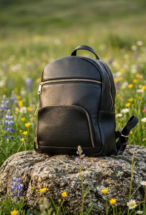 Rucsac dama negru din piele texturata