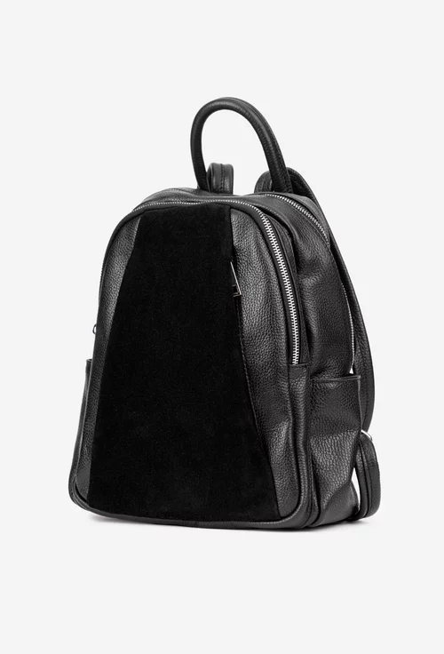 Rucsac dama negru din piele texturata