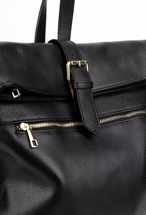 Rucsac dama negru din piele texturata